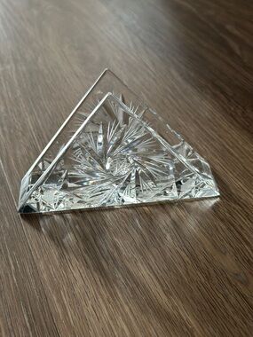Cut Crystal Triangle Napkin/Letter Holder - Clear